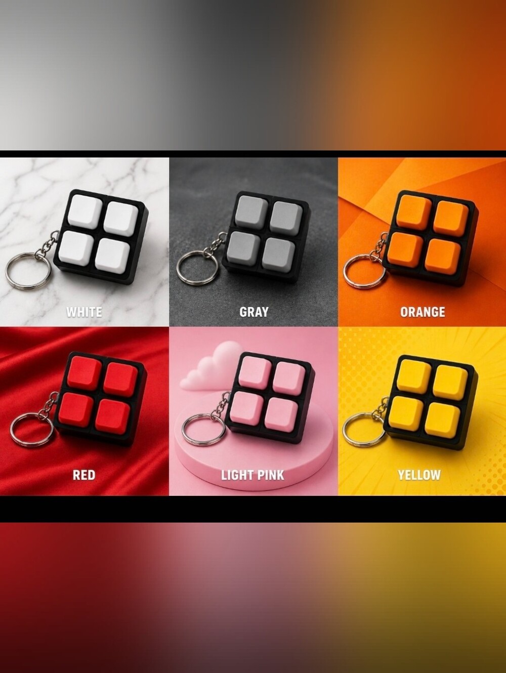 Keyboard Keypad Fidget Clicker Stress Toy Pink and Black Keychain
